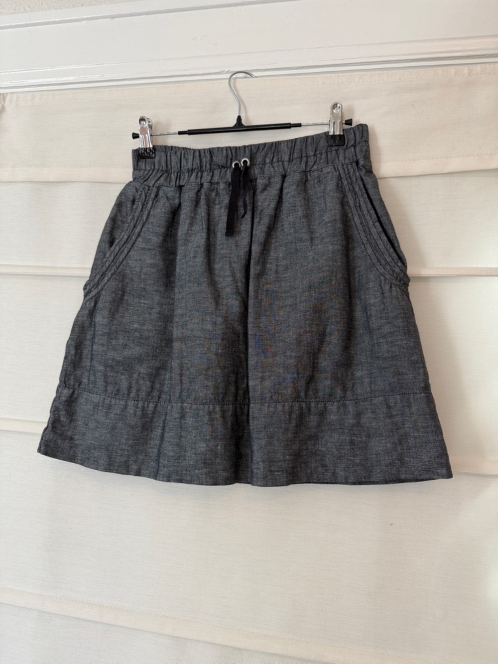 Lacoste Gray Drawstring Elastic-Waist Mini Skirt